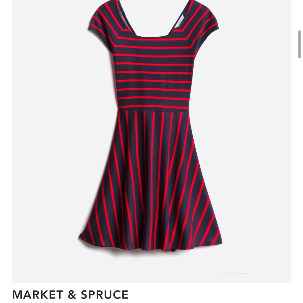 Market & Spruce Copper Knit Dress, size small, blue and white stripes